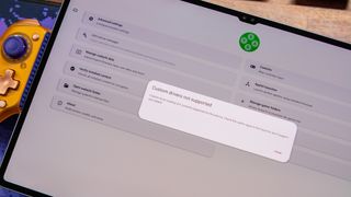 Driver support warning in Sudachi on the Galaxy Tab S10 Ultra