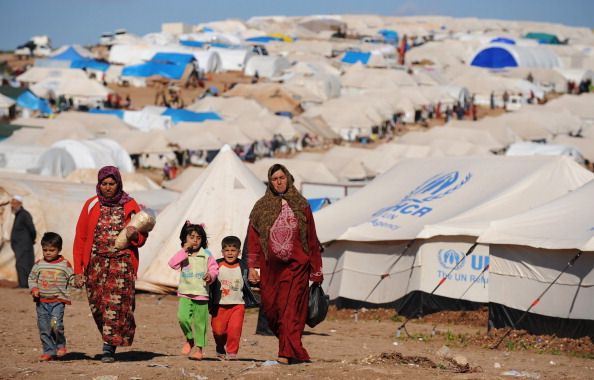 Syrian refugees at a UN camp.