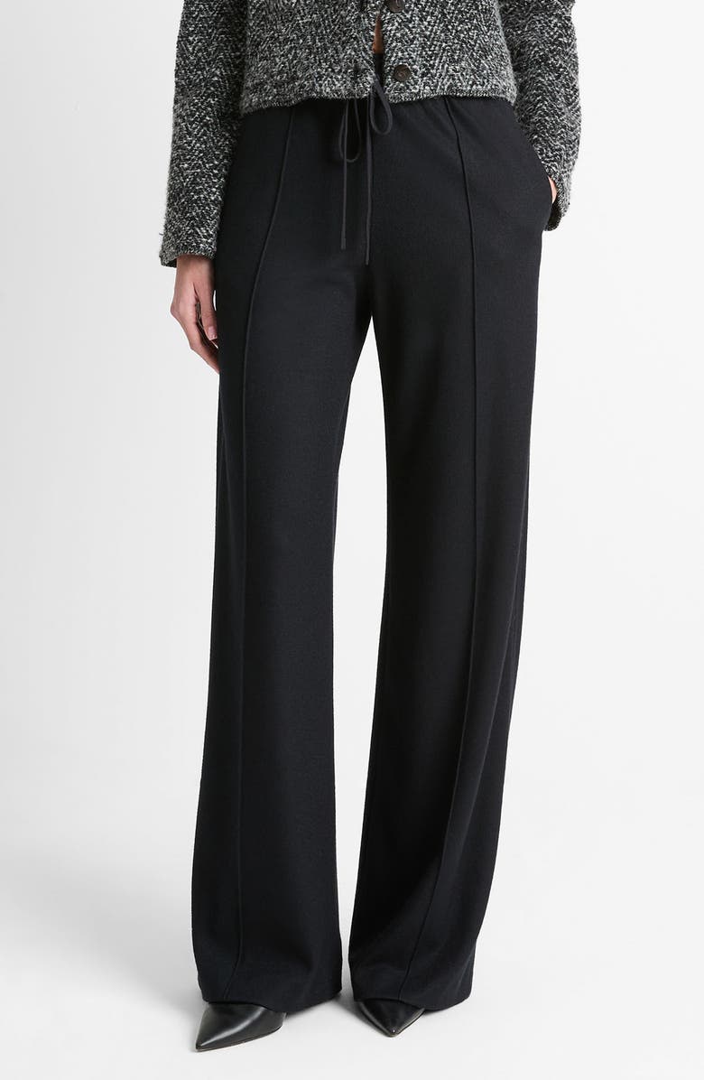 Wool Blend Pull-On Wide Leg Drawstring Pants