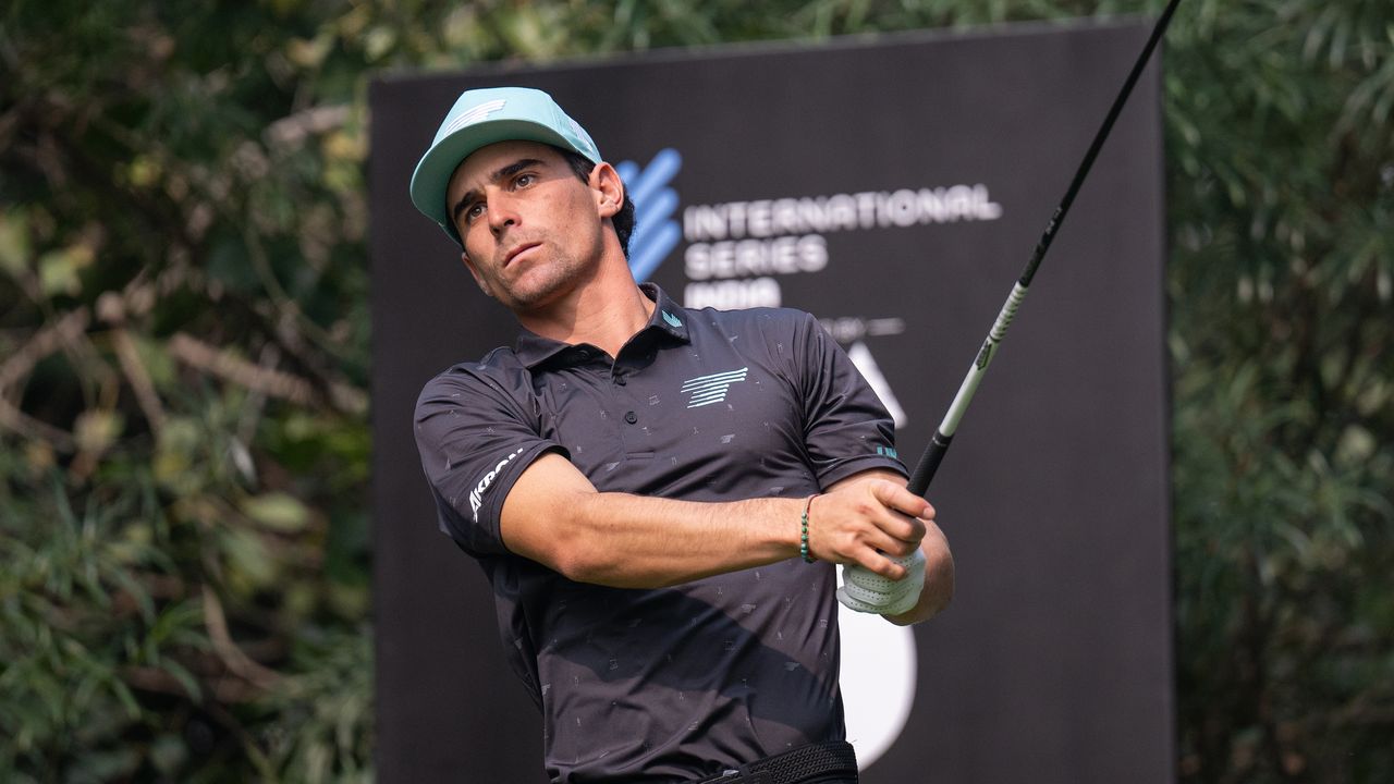 Joaquin Niemann plays a drive during an International Series event