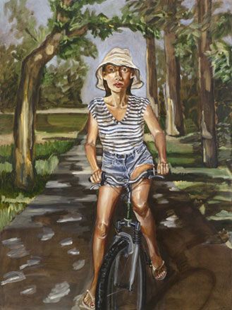  ’Louse Point’ A painting- self portrait of Anh Duong on a bicycle