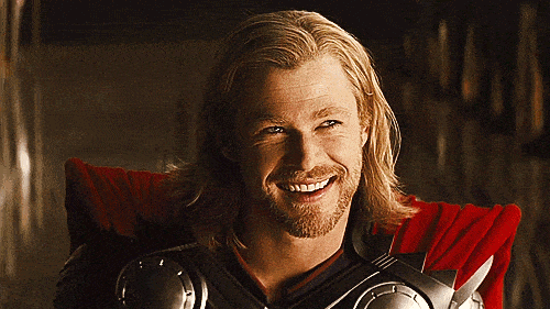 Fictional character, Superhero, Facial hair, Thor, Pleased, Beard, Smile,