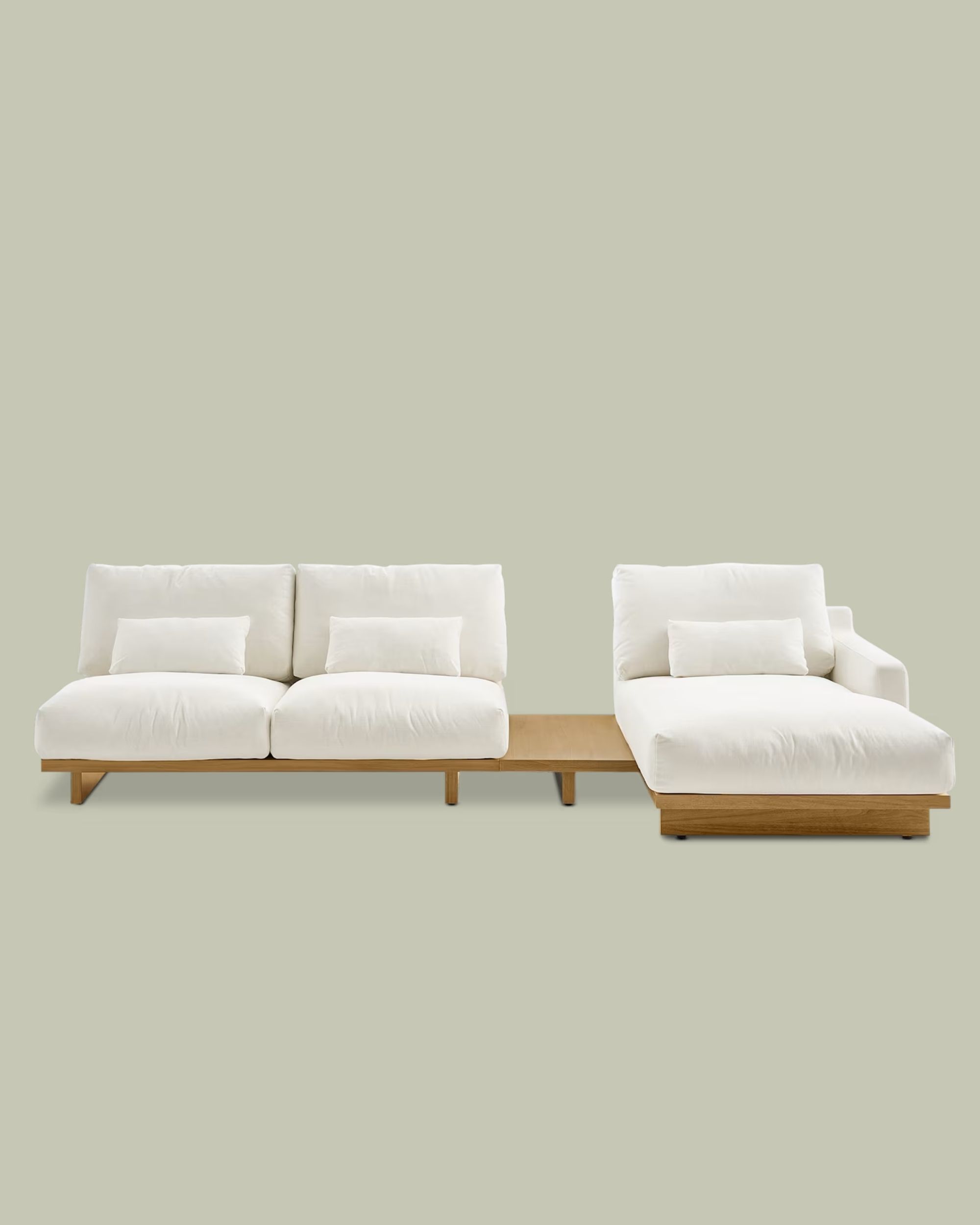 Castlery, Mori Performance Fabric Armless Chaise Sofa With Side Table