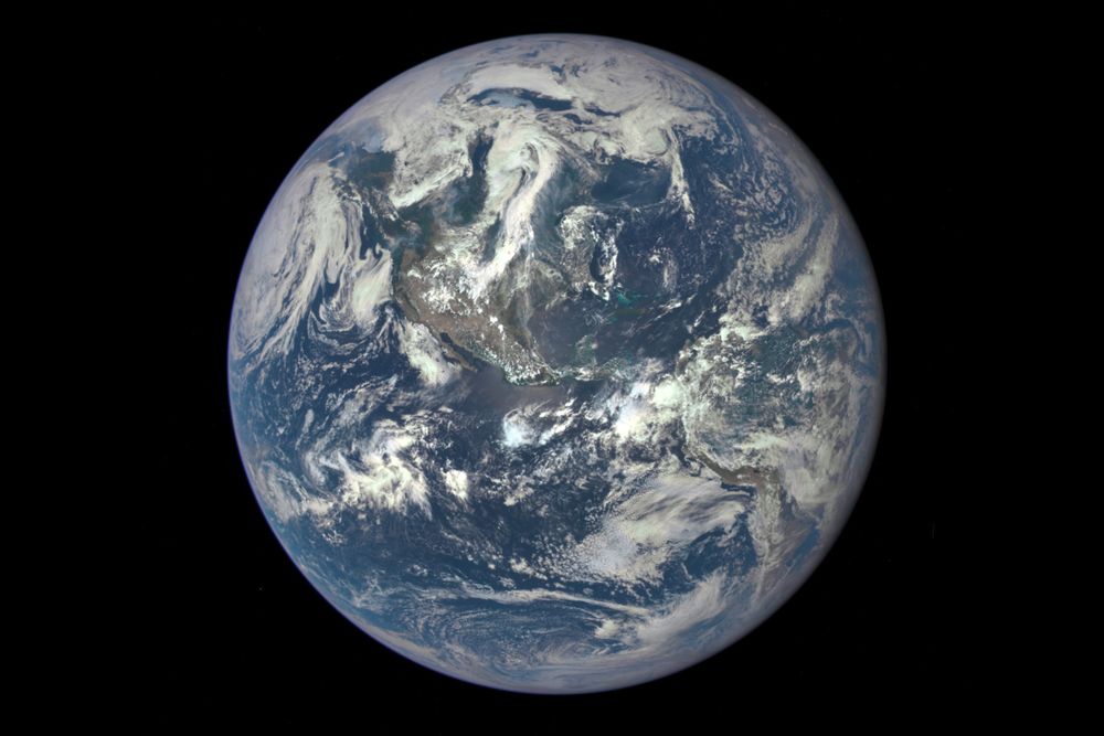 The NOAA/NASA Deep Space Climate Observatory satellite captured this view of Earth from nearly 1 million miles (1.6 million kilometers) away in July 2015. 