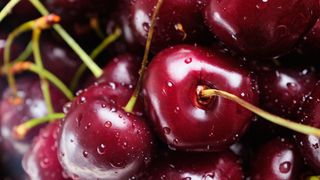 Cherries with seeds and stalks