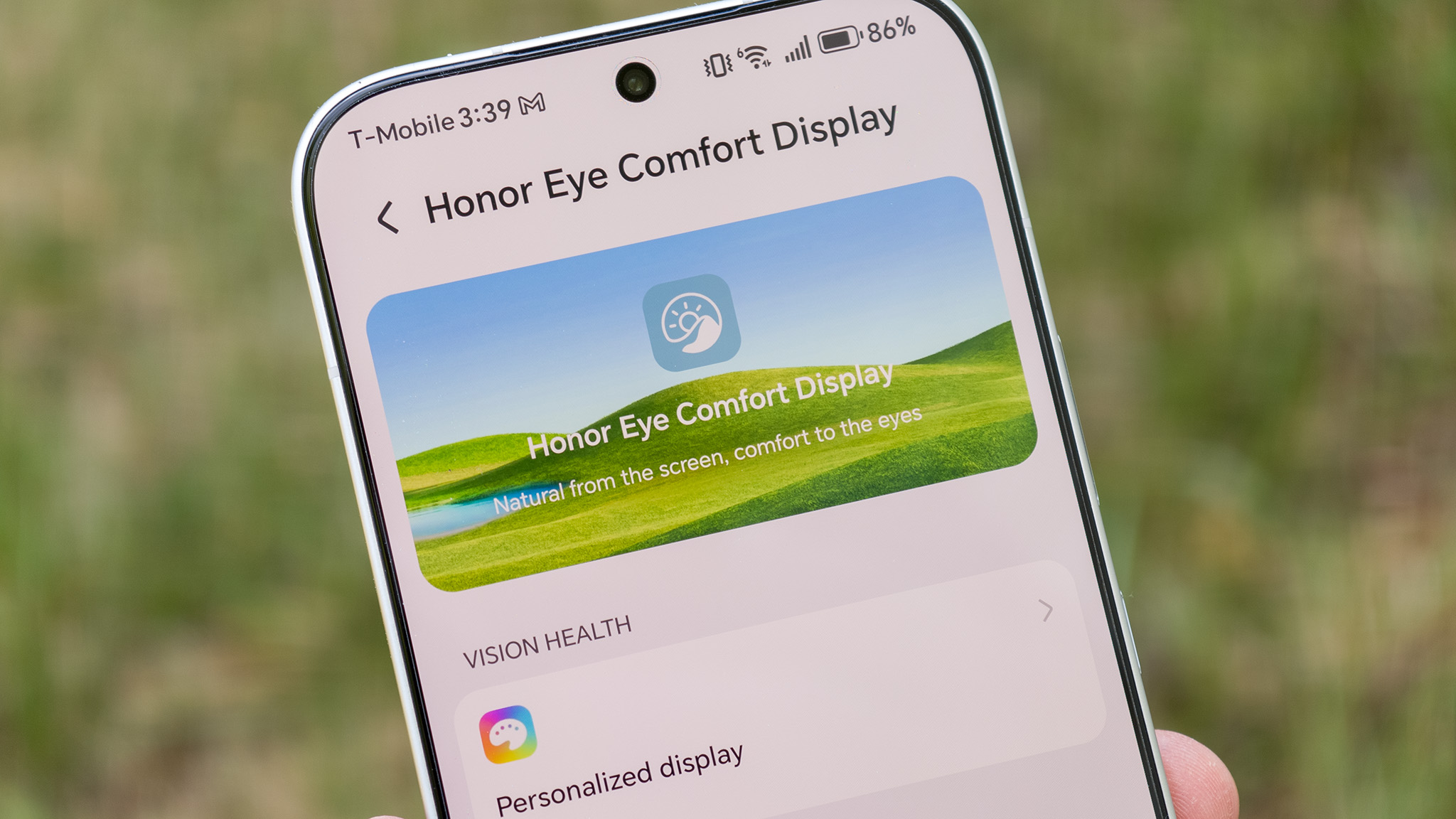 Honor's Eye Comfort display settings on Honor 600