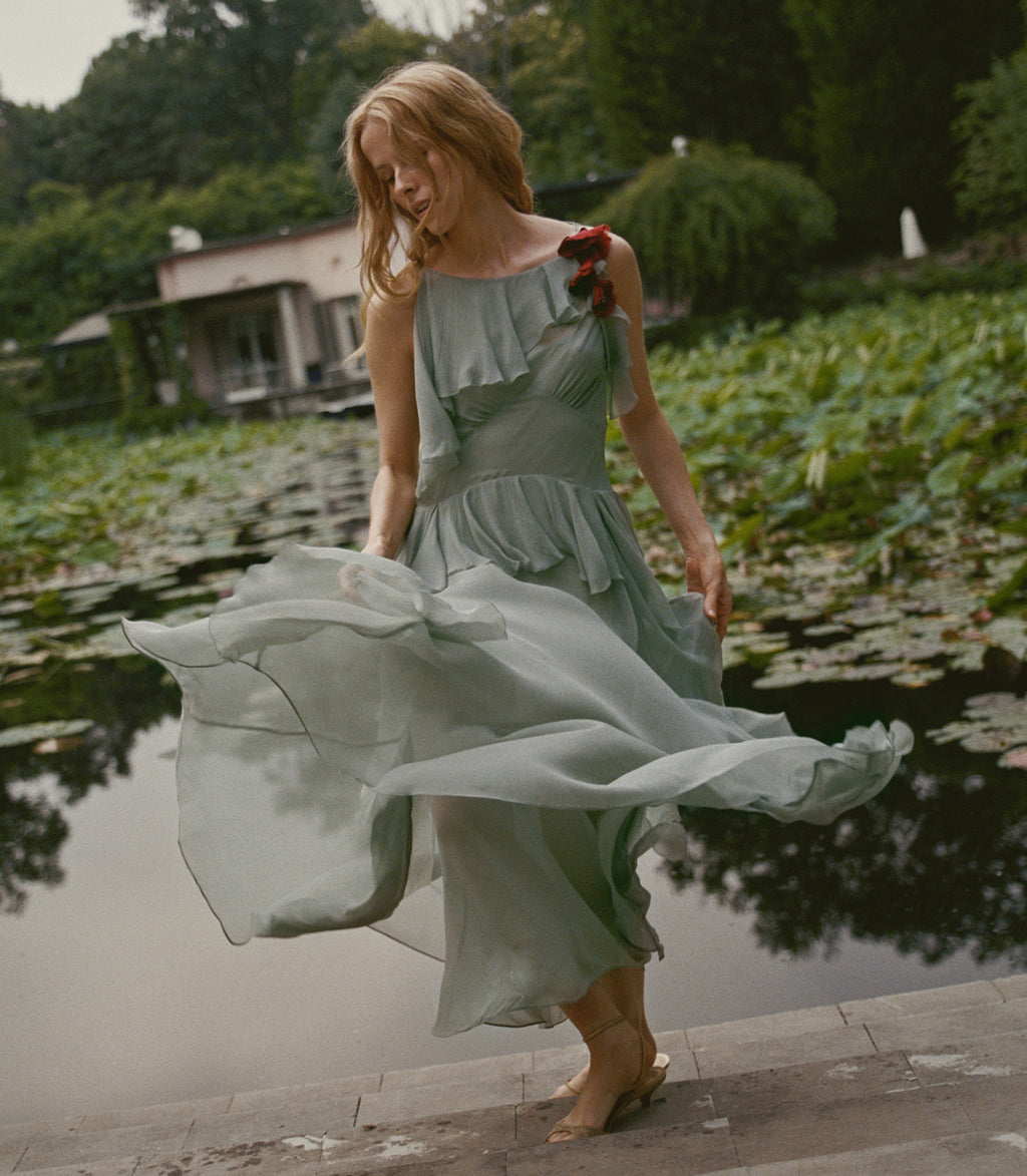 Nelida Dress -- Green Jasper