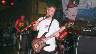 American musicians Eric Wilson and Bradley Nowell (1968 - 1996) of the band Sublime perform at Wetlands Preserve nightclub, New York, New York, April 15, 1995.