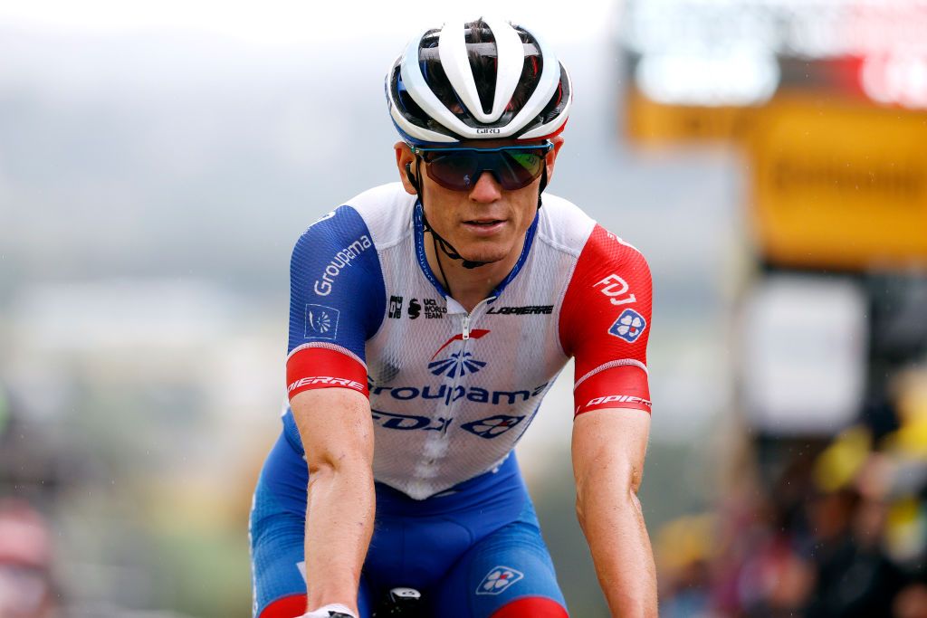 SAINTGAUDENS FRANCE JULY 13 David Gaudu of France and Team Groupama FDJ at arrival during the 108th Tour de France 2021 Stage 16 a 169km stage from Pas de la Casa to SaintGaudens LeTour TDF2021 on July 13 2021 in SaintGaudens France Photo by Chris GraythenGetty Images