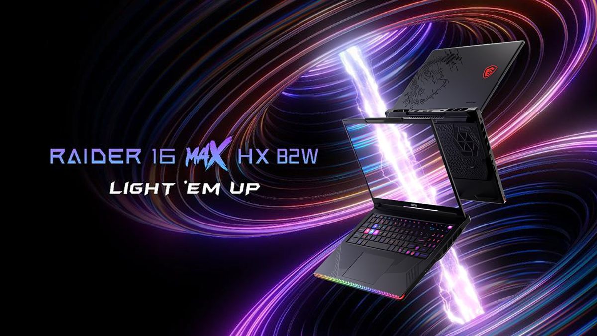 A promotional image for the April 2026 refresh of the MSI Raider gaming laptop