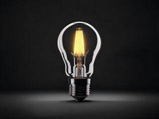 A light bulb against a dark background.