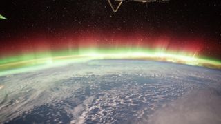 An astronaut aboard the International Space Station captured this stunning aurora over Earth in 2016.