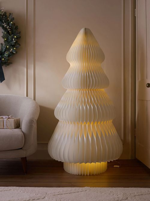 White 5ft Light Up Paper Christmas Tree