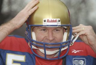 Clive Allen pictured after signing for the London Monarchs as a kicker in 1997.