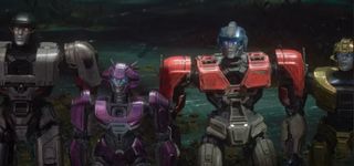 D-16, Elita-1, Orion Pax, and B-127 in &quot;Transformers One&quot;