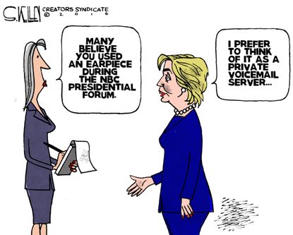 Political cartoon U.S. Hillary Clinton 2016 election presidential forum