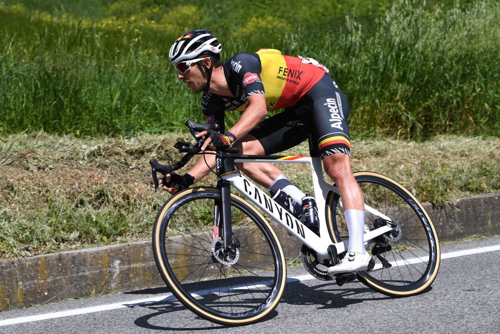 MONTALCINO ITALY MAY 19 Dries De Bondt of Belgium and Team AlpecinFenix in the Breakaway during the 104th Giro dItalia 2021 Stage 12 a 162km stage from Perugia to Montalcino 554m girodiitalia UCIworldtour Giro on May 19 2021 in Montalcino Italy Photo by Tim de WaeleGetty Images