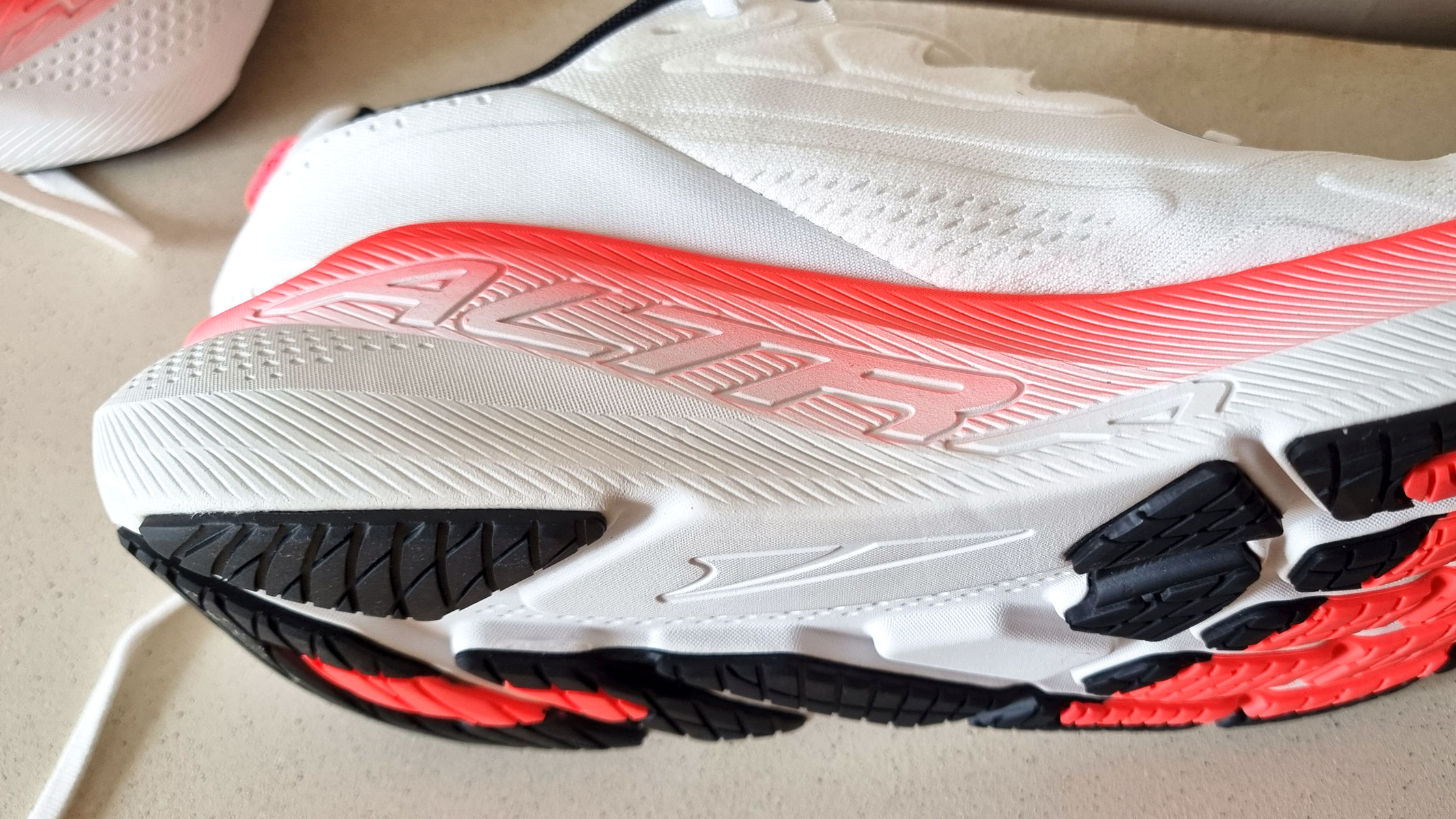 a close-up picture of the sole in the Altra FWD VIA 2 running shoes