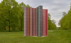Gerhard Richter Strip-Tower striped sculpture in park for Serpentine South, London