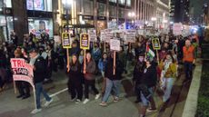 Protesters demanding a ceasefire in Gaza march through Chicago streets.