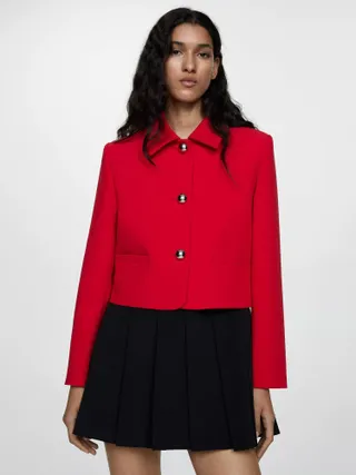 Mango Andrew Cropped Jacket, Red