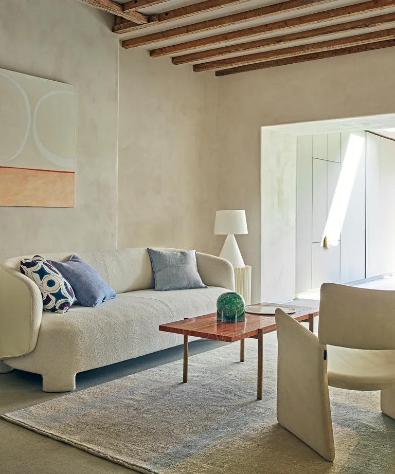 Living room with cream rug