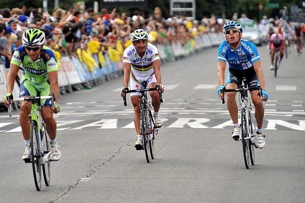 Italy's Paolo Bettini (Quick Step) rolls over the line in eighth position.