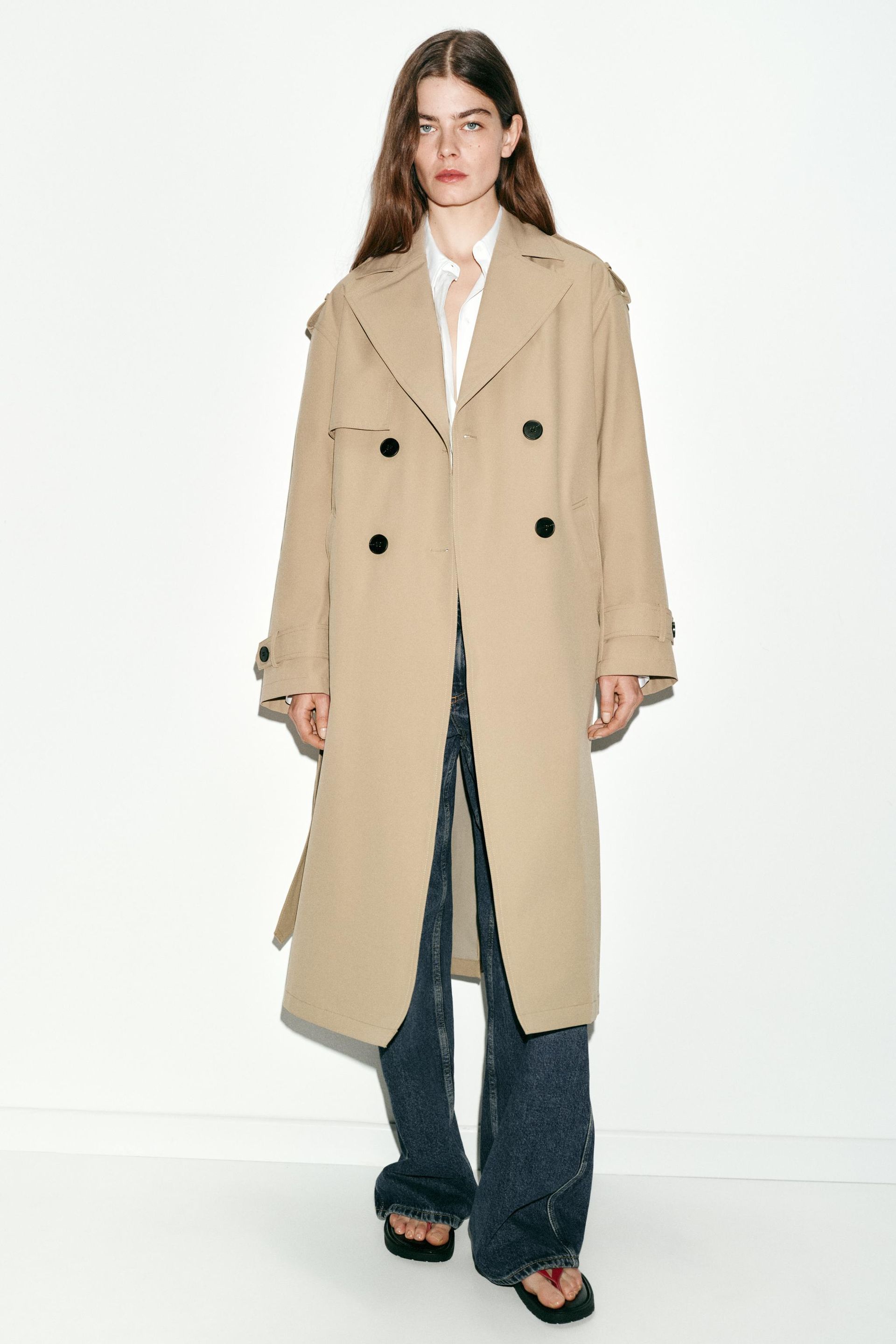 Long Belted Trench Coat