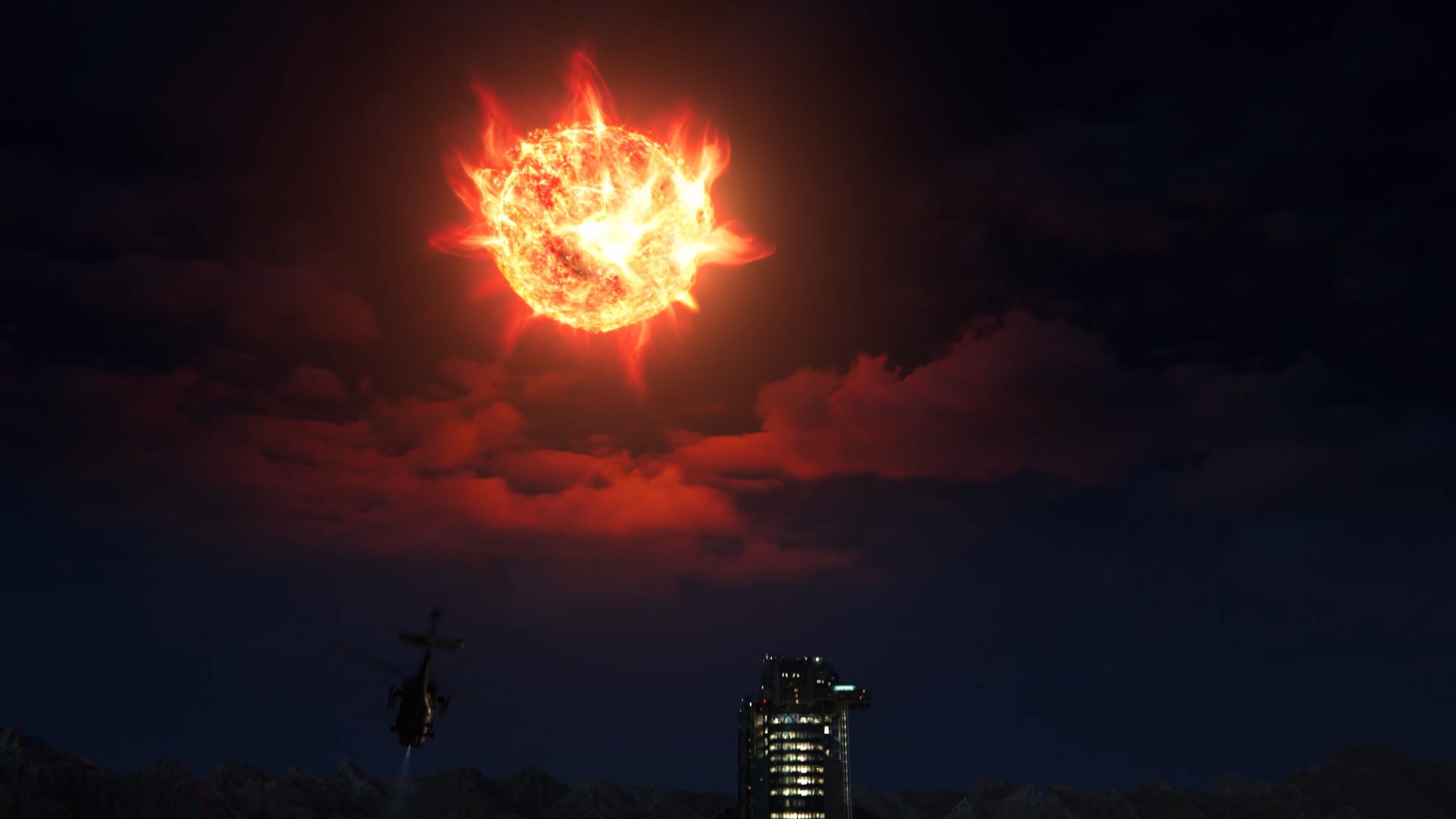 Final Fantasy 7 Revelation - Meteor as it gets closer in the night sky