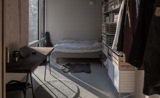 Bedroom at the Container house in Sweden
