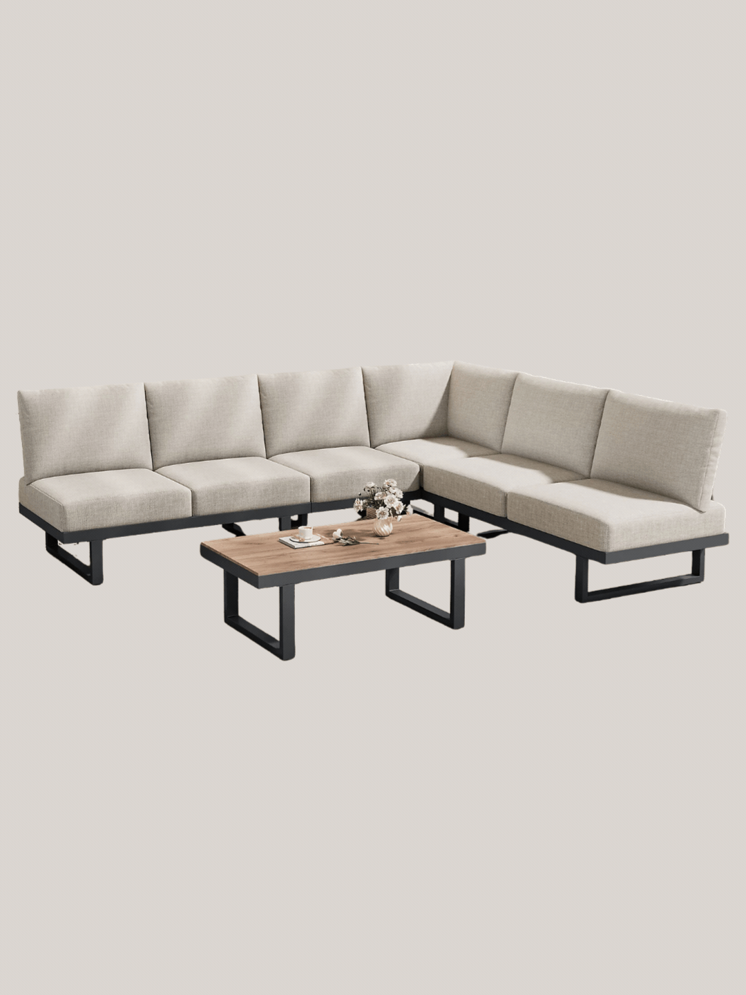 Matteo, Modular Garden Relaxation Set in Grey 6-Seat Patio Furniture