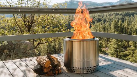 A Solo Stove on a deck 