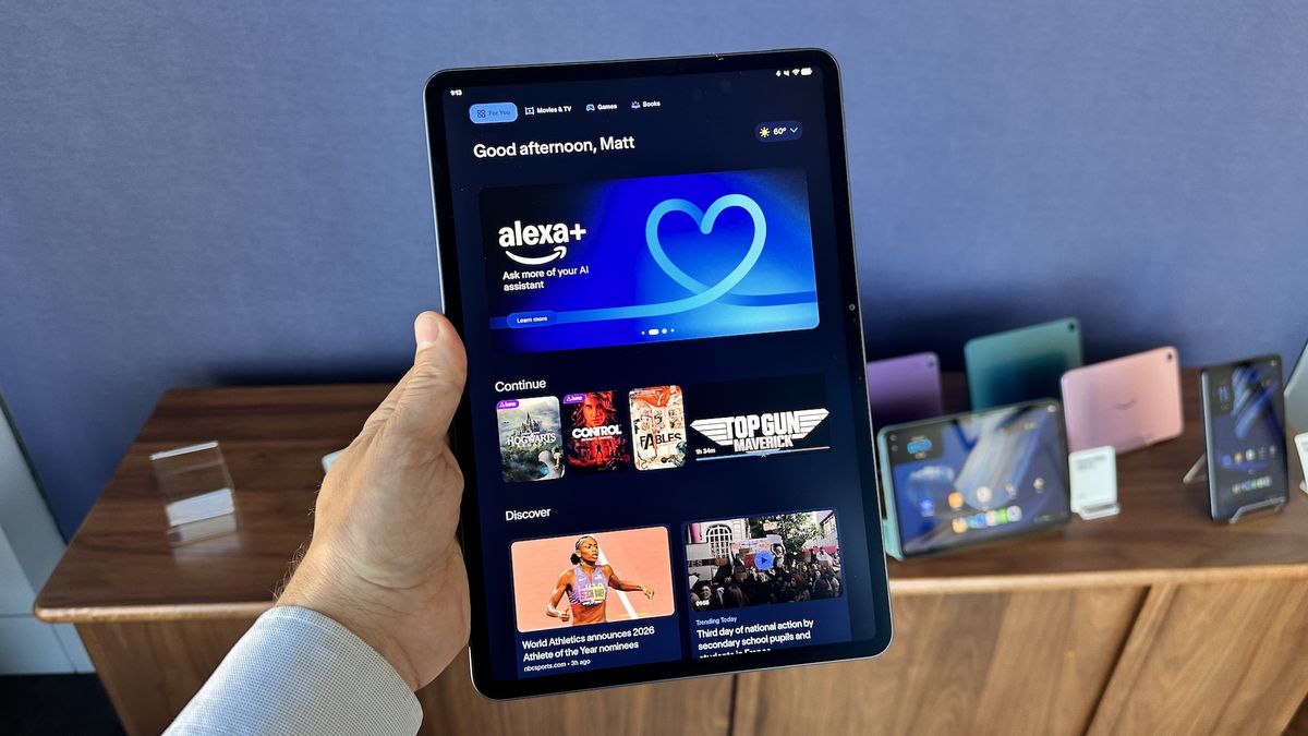 Amazon Alexa tablet in portrait mode