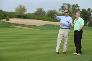 Checking out the changes to the 2nd green with Troon Golf's Chris Card