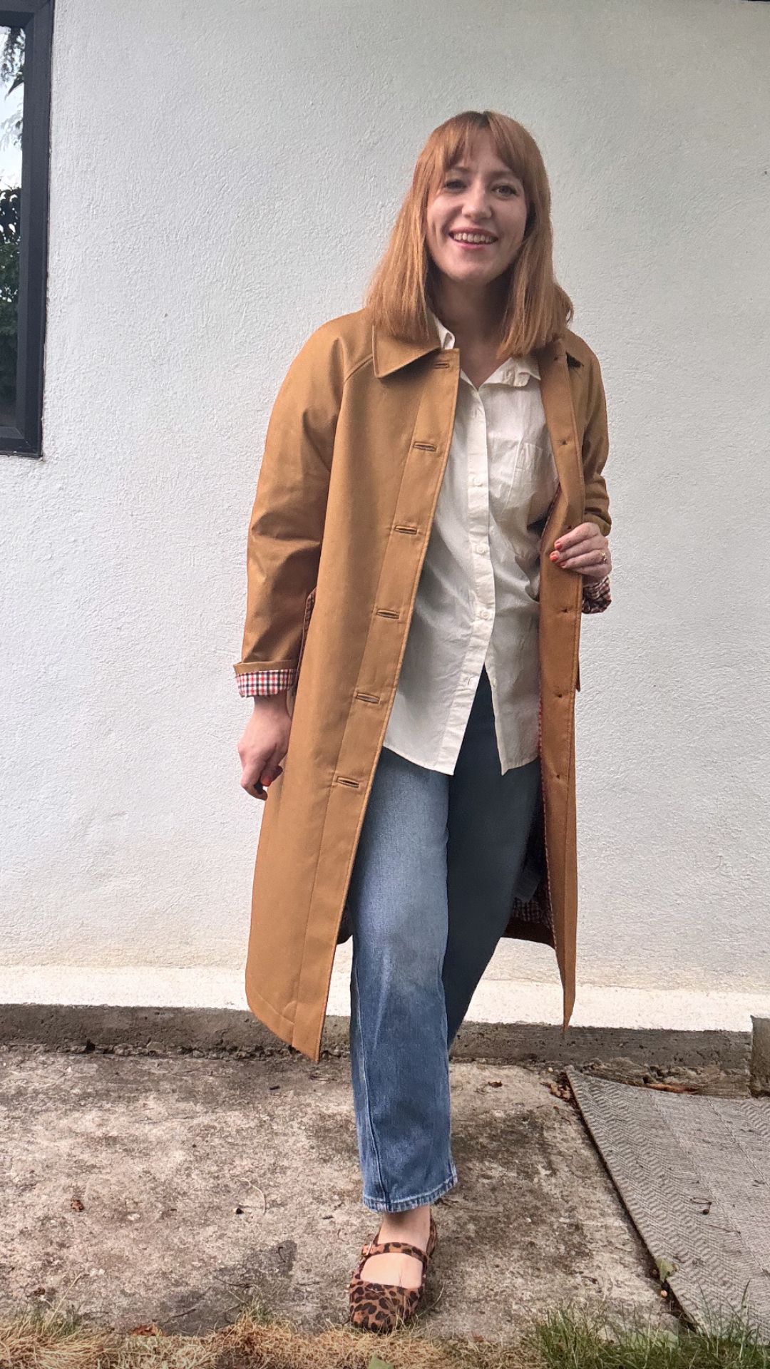 matilda wearing the boden trench coat