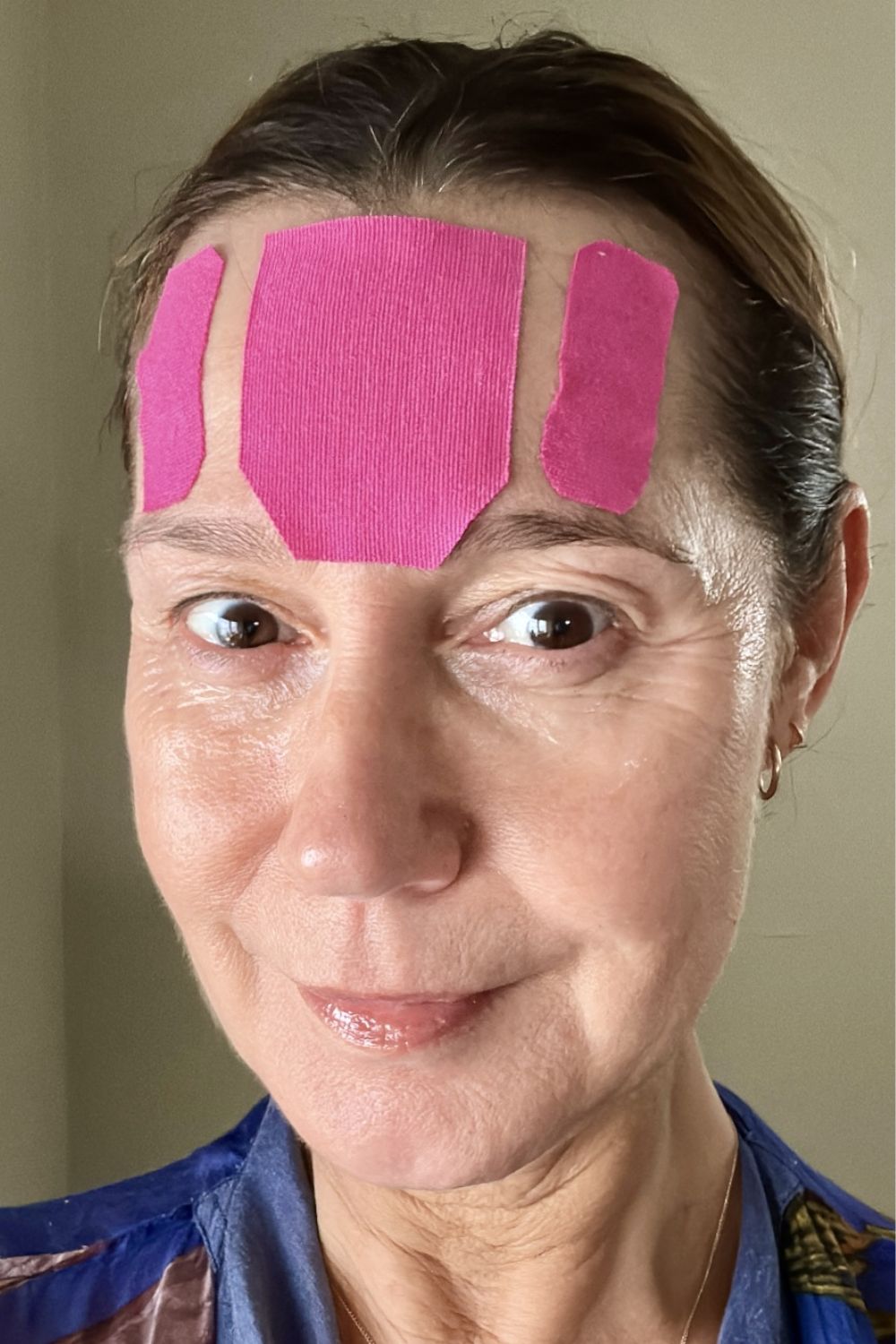 Justine Masters wearing face tape