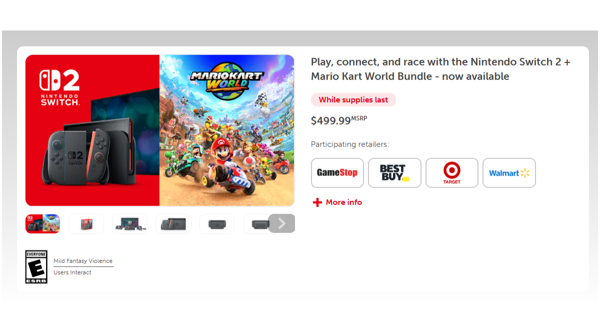 Nintendo Switch 2 product page on Nintendo Store