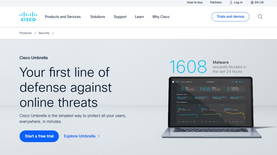 Website screenshot of Cisco Umbrella (August, 2025)