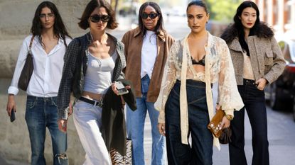 collage of the best french girl denim trends of 2026