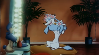 A character singing in Oliver & Company.