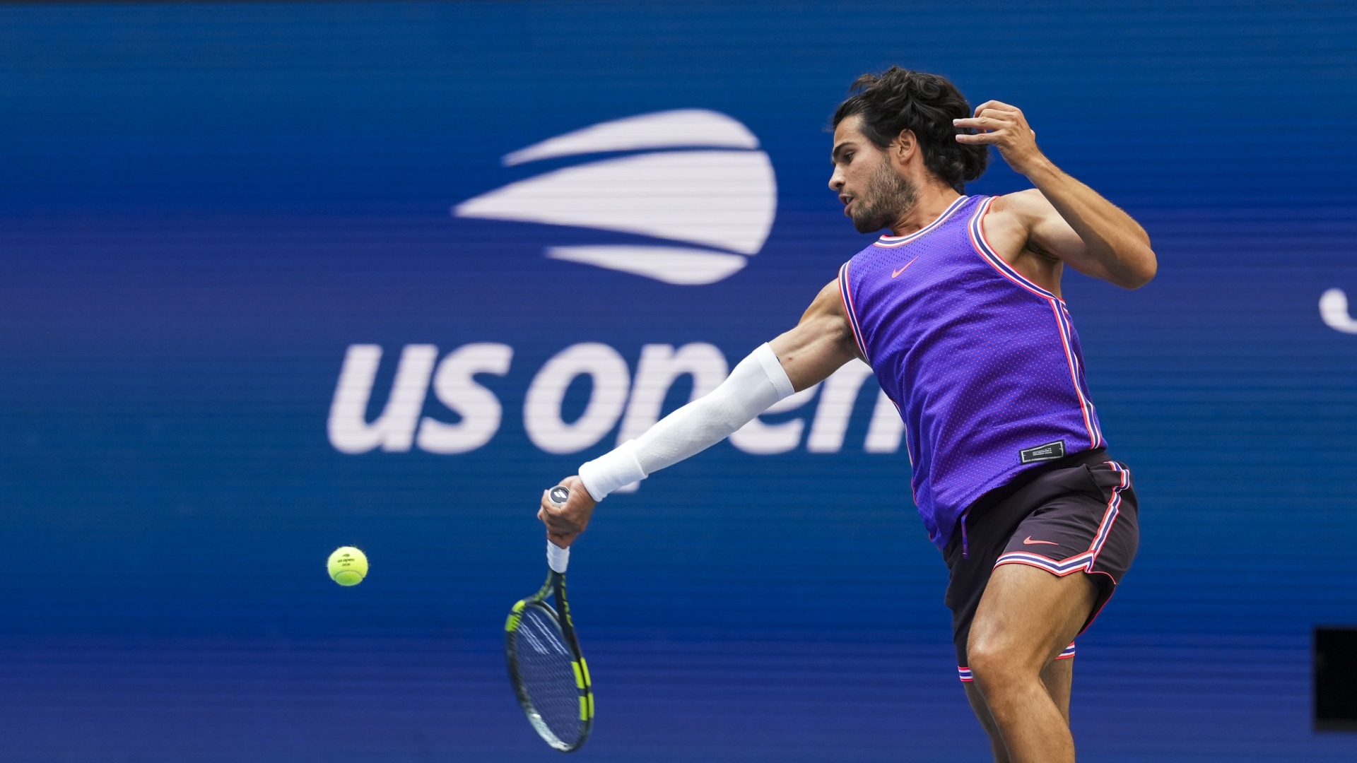 Carlos Alcaraz in action at US Open 2026
