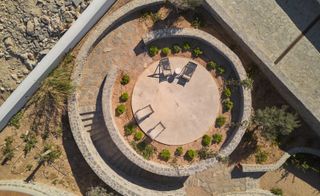round stargazing area from above, at Cosme Paros hotel