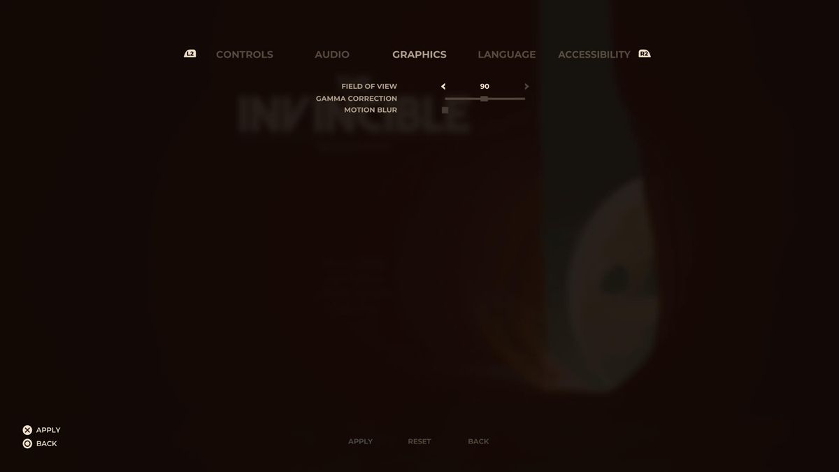 Menu shots from the game The Invincible