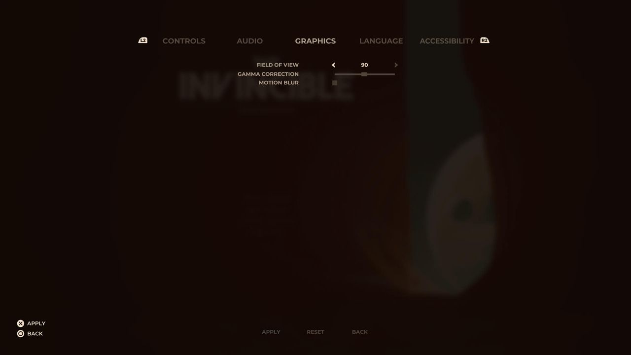 Menu shots from the game The Invincible