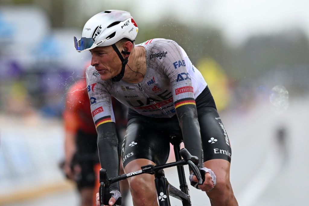 OUDENAARDE BELGIUM MARCH 31 Nils Politt of Germany and UAE Team Emirates crosses the finish line during the 108th Ronde van Vlaanderen Tour des Flandres 2024 Mens Elite a 2708km one day race from Antwerpen to Oudenaarde UCIWT on March 31 2024 in Oudenaarde Belgium Photo by Dario BelingheriGetty Images