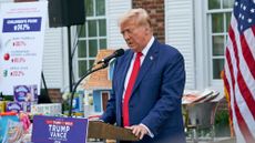 Former US President Donald Trump during a news conference at Trump National Golf Club in Bedminster, New Jersey, US, on Thursday, Aug. 15, 2024. 