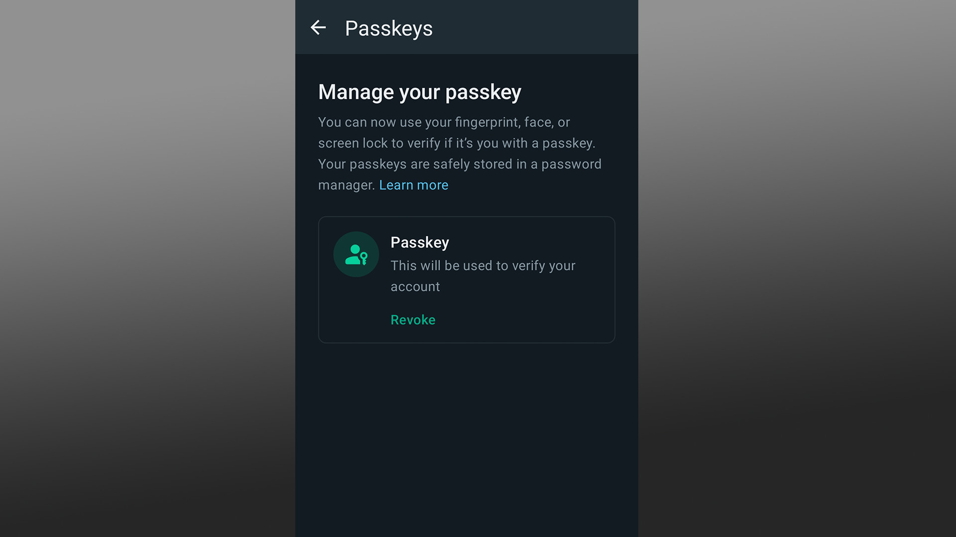 Revoke WhatsApp passkey