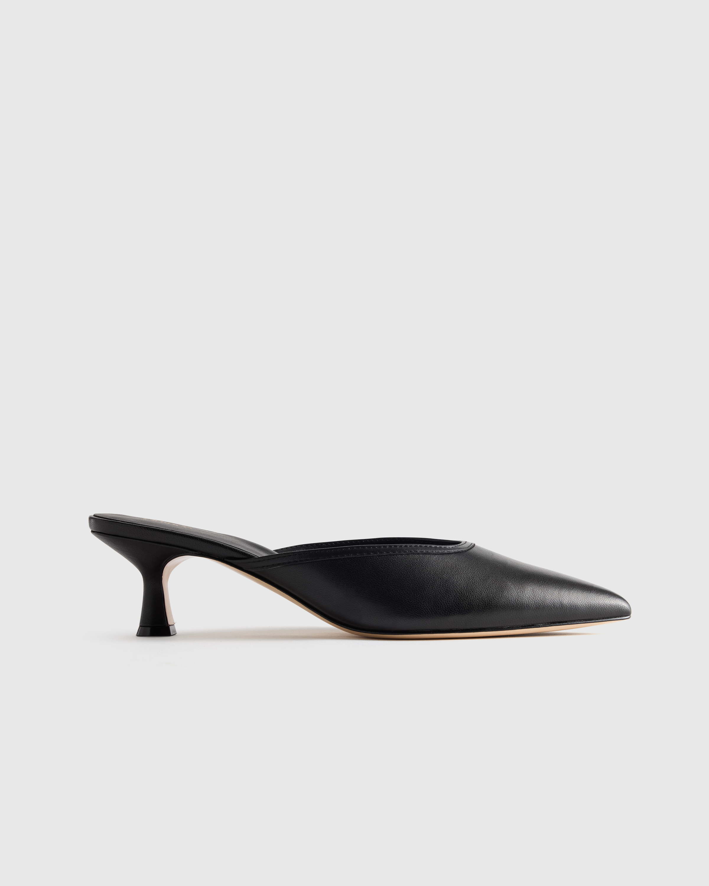 Italian Leather 55mm Kitten Heel Mule in Black