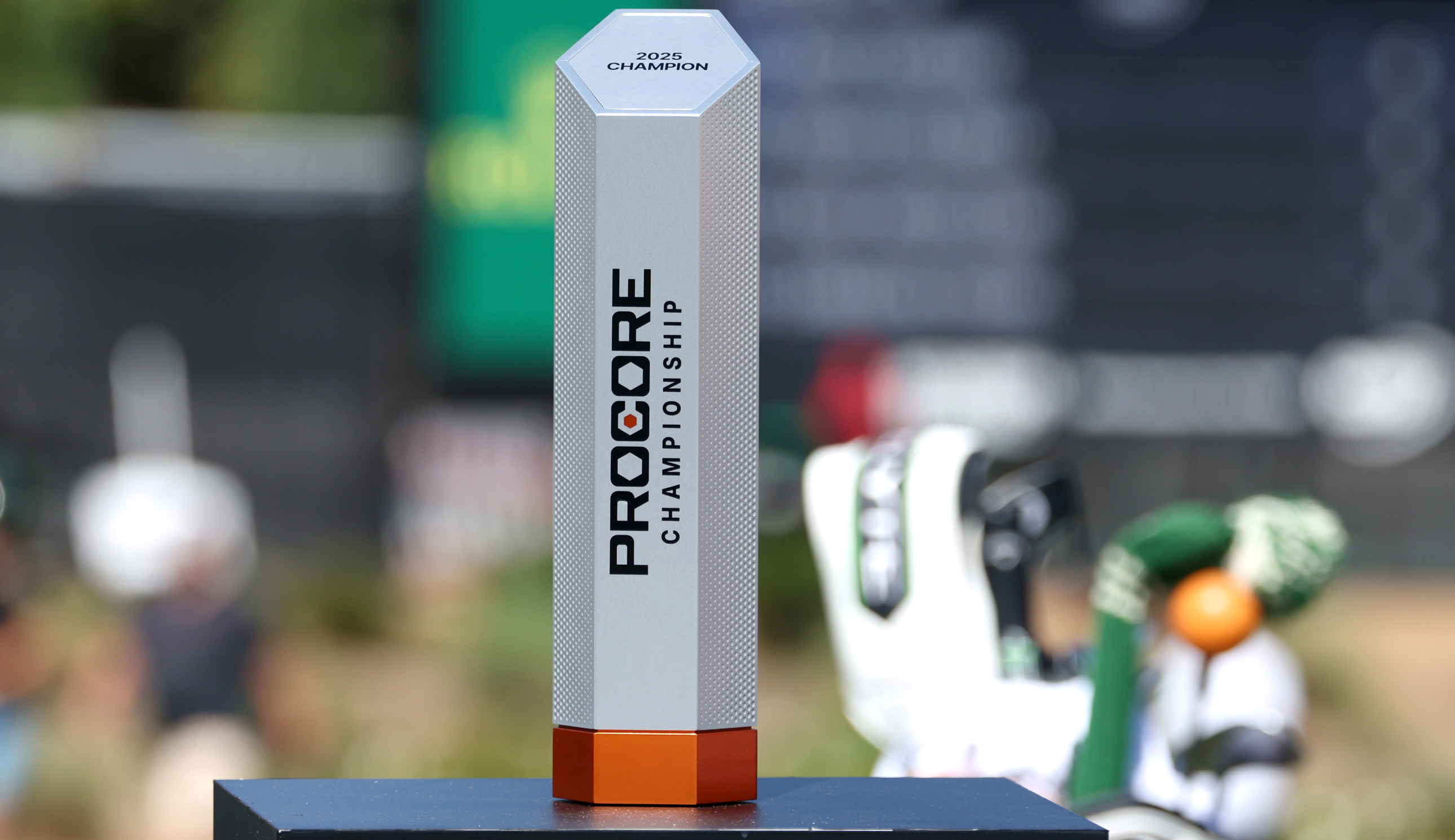 A close up of the Procore Championship trophy