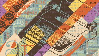 Best typewriter fonts on a colourful collage background